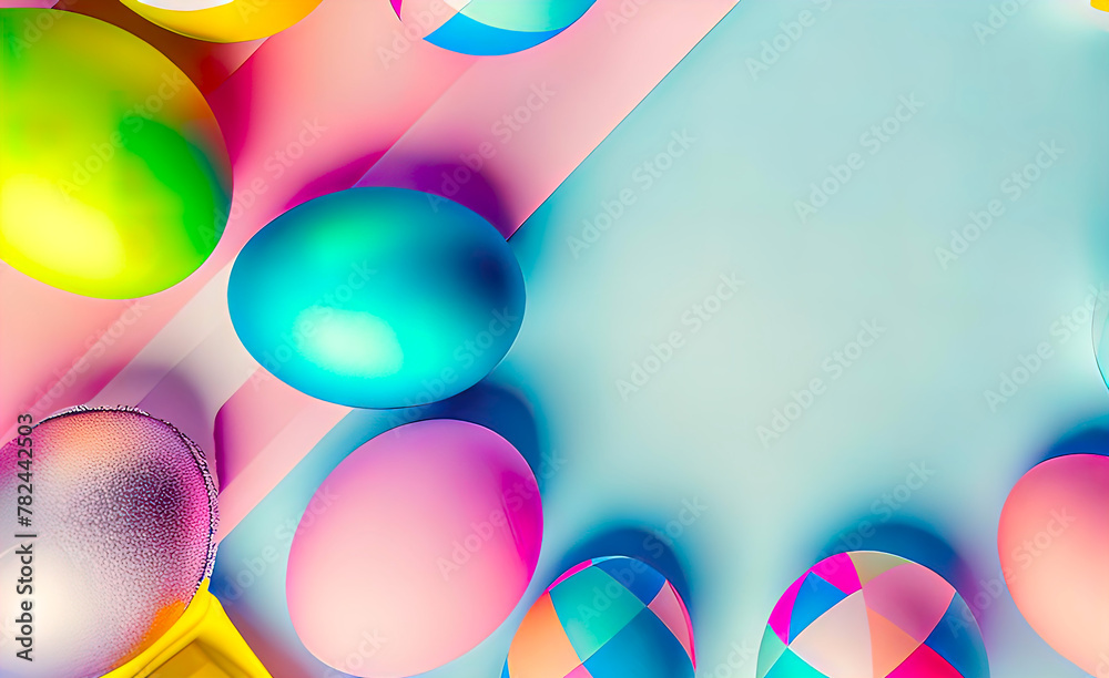 Easter card, painted eggs with floral pattern with copy space, Happy Easter greeting, Easter card, painted eggs with floral pattern with copy space, Happy Easter greeting,
