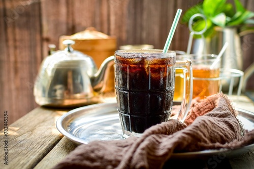 Thai Style Iced Black Coffee, ice black coffee,Oliang photo