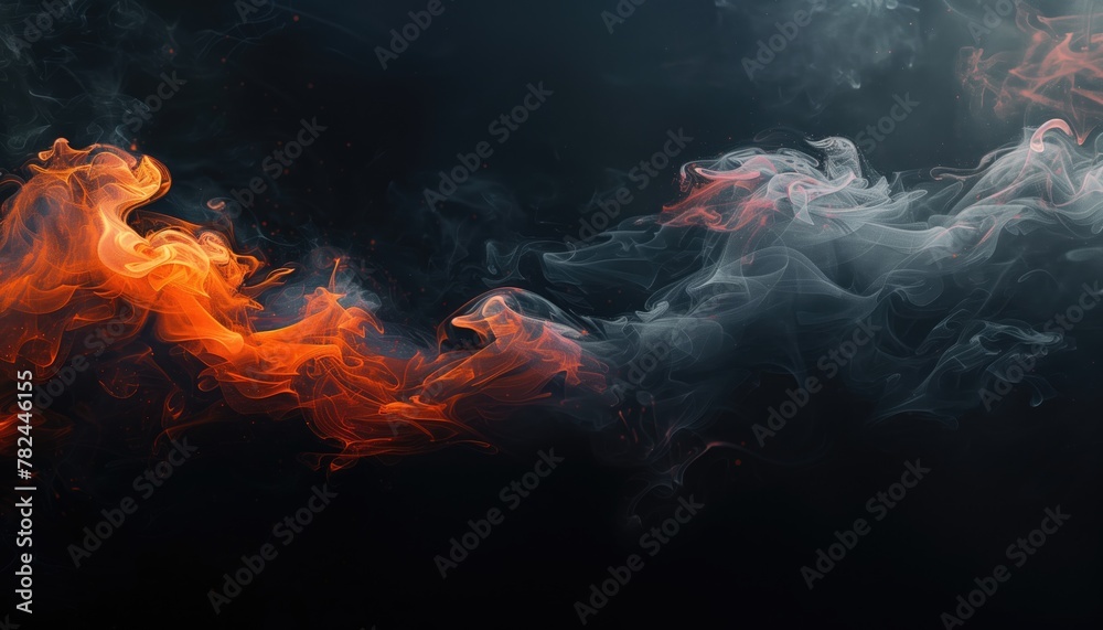 A close up of smoke resembling dark clouds rising from a fire - obrazy, fototapety, plakaty 