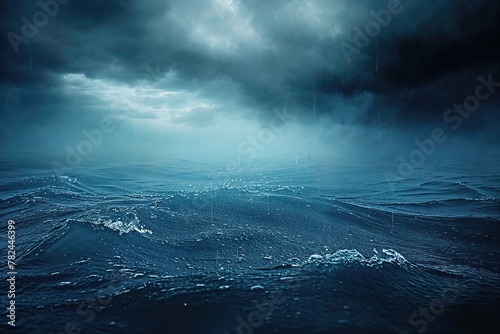 Close-Up of Rough Seas with Stormy Clouds in the Sky. Dark Nature Image. photo