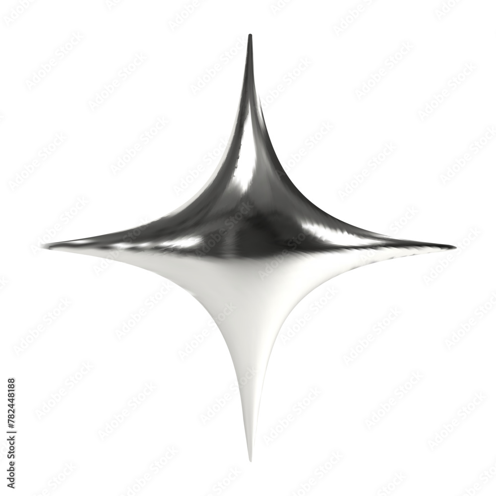 Realistic 3d chrome metal shape star in Y2K style on transparent background. Vector illustration Realistic 3d chrome metal shape star in Y2K style on transparent background. Vector illustration
