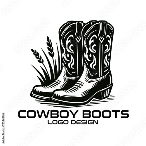 Cowboy Boots Vector Logo Design photo