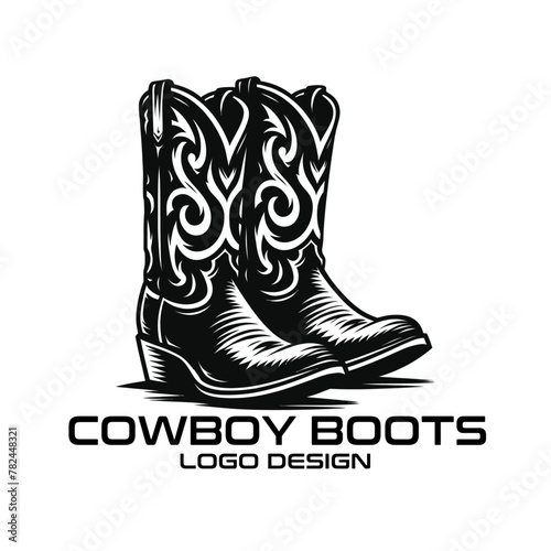 Cowboy Boots Vector Logo Design photo