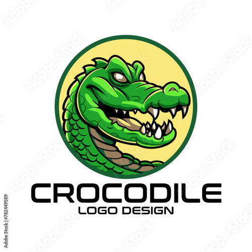 Crocodile Cartoon Vector Logo Design