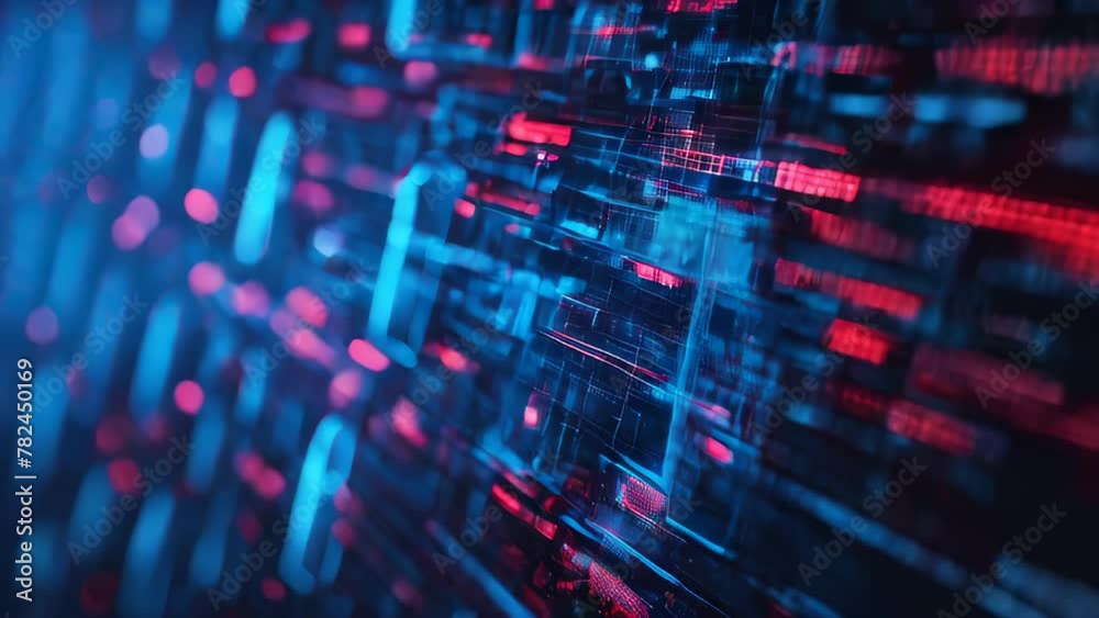 Slow Motion Video of a Digital Security Lock Icon Glowing on Abstract Blue Cyber Background Slow Motion Video of a Digital Security Lock Icon Glowing on Abstract Blue Cyber Background