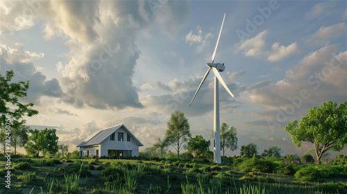 Obraz na płótnie Backyard wind turbine. w salonie