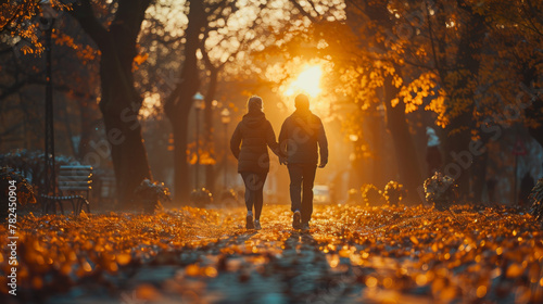 Senior couple is doing sport outdoors. Running in park in the morning