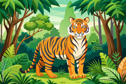 Tiger in the jungle vector illustration 