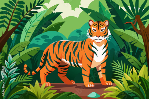 Tiger in the jungle vector illustration 