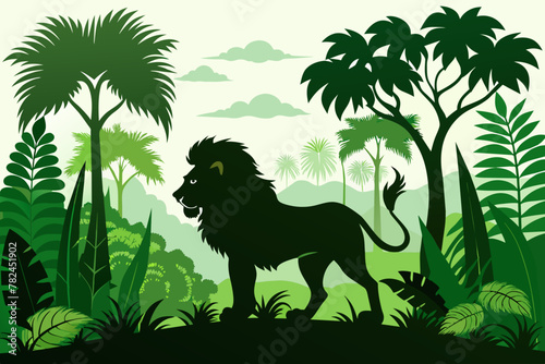 Lion in the jungle vector silhouette 