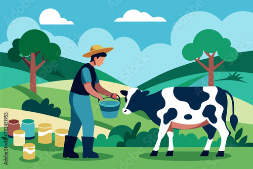 Cow milk  collection  a person silhouette vector style