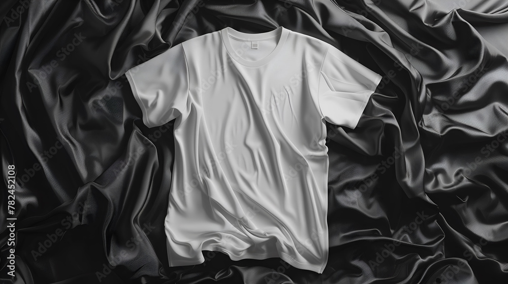 White t-shirt,black t-shirt on black background