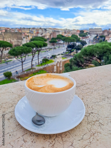Canvas Print Cup of coffee in Rome, Italy