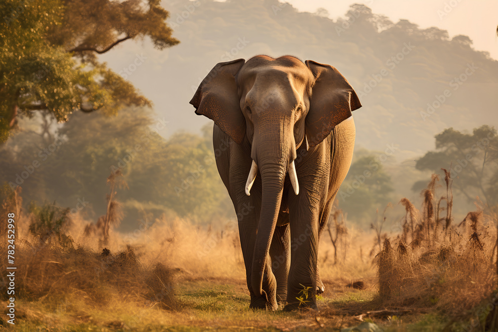 Fototapeta premium Indian Elephant, roaming India's national parks
