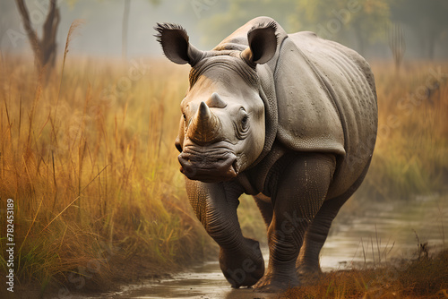 Indian Rhinoceros  found in the grasslands of Nepal