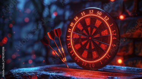 getting on target with explosion dart board and darts, business concept