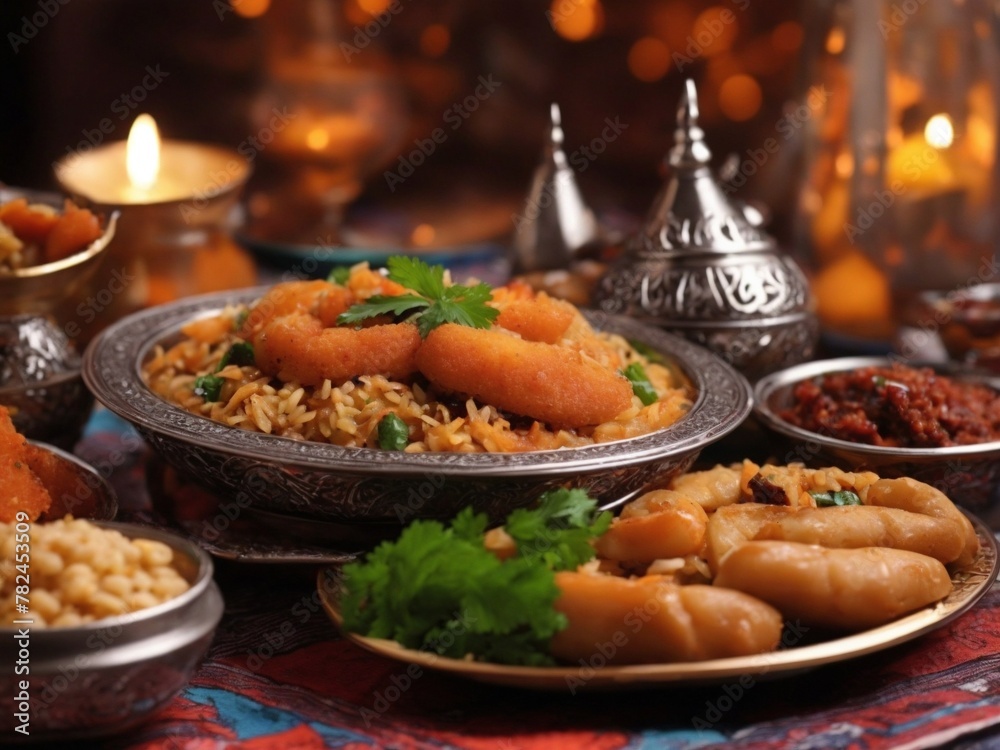 Close up on appetizing ramadan meal Close up on appetizing ramadan meal