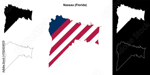 Nassau County (Florida) outline map set