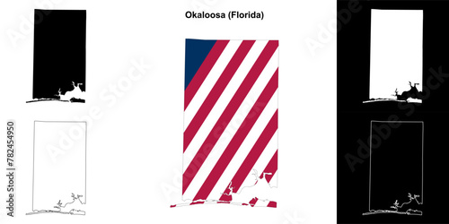 Okaloosa County (Florida) outline map set photo