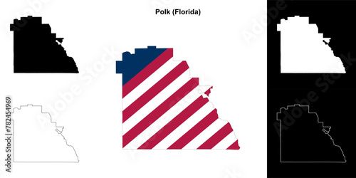 Polk County (Florida) outline map set photo