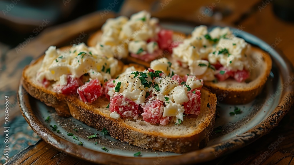 meat and cheese atop slices, surrounded by wood table background meat and cheese atop slices, surrounded by wood table background