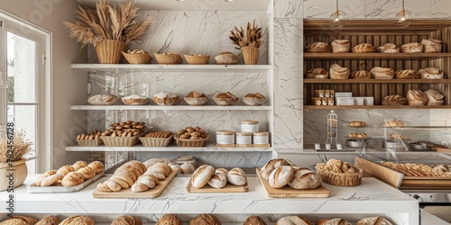 The interior of a traditional bakery, products baked from flour, breads, rolls