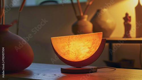 A lamp that gives off a warm and gentle light, similar to the colors of a sunset