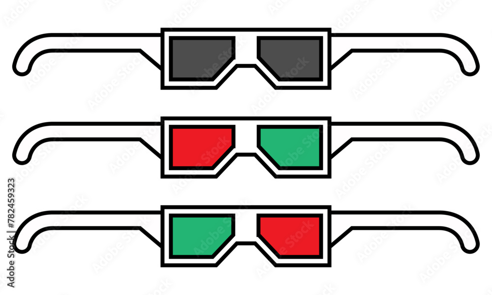 Gafas para ver películas 3d en fondo blanco. 