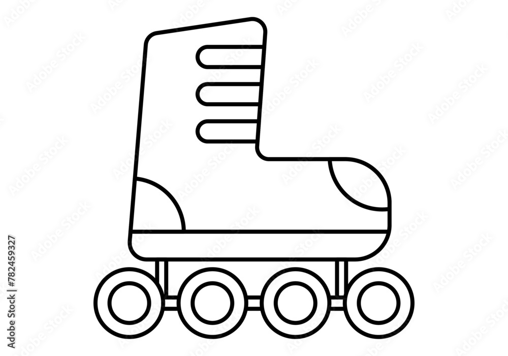 Icono negro de bota con patines de ruedas. Icono negro de bota con patines de ruedas.