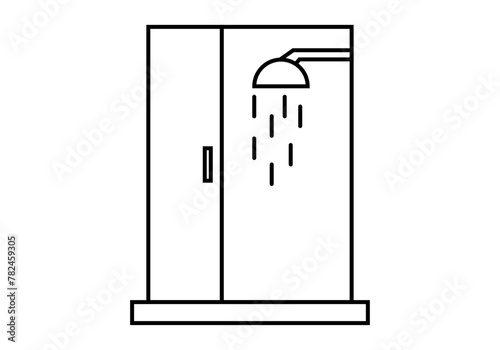 Icono negro de ducha en fondo blanco.