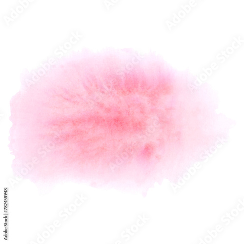 Abstract pink watercolor stain isolated on white background. Hand drawn illustration of blot for your design, logo, emblem, banner, text. Delicate airy pastel spot for background. Template for decor.