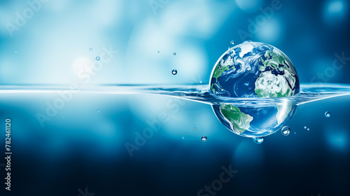 Planet Earth droping into the water  © Malik