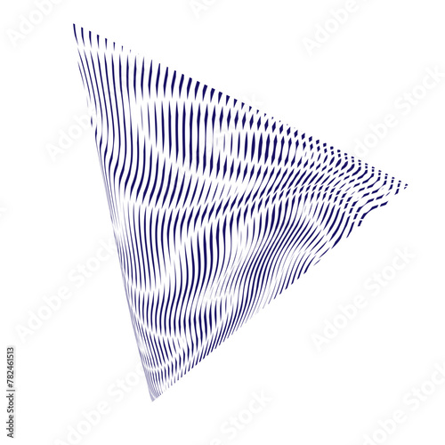 Geometric abstract shape with wavy moire texture isolated on white background. Metaverse concept background for wall art, panel, poster, web banner, mobile apps, interior decor. 