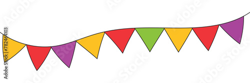 Festive bunting flags isolated on white