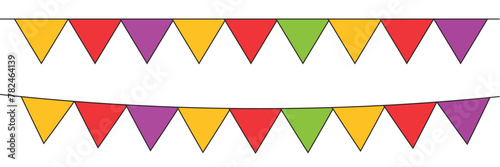 Triangular swag flags, decorative colorful party pennants for birthday celebration, festival decoration.