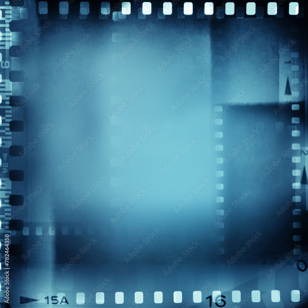 Film negatives frames blue background