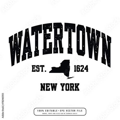 Watertown text effect vector. Editable college t-shirt design printable text effect vector	 photo