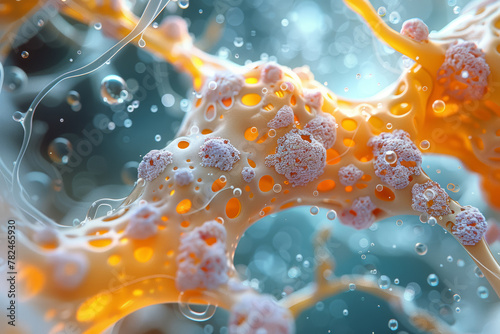 An abstract representation of the biochemical processes involved in the progression of a metabolic condition, elucidating the underlying mechanisms of sickness.  Generative Ai. photo