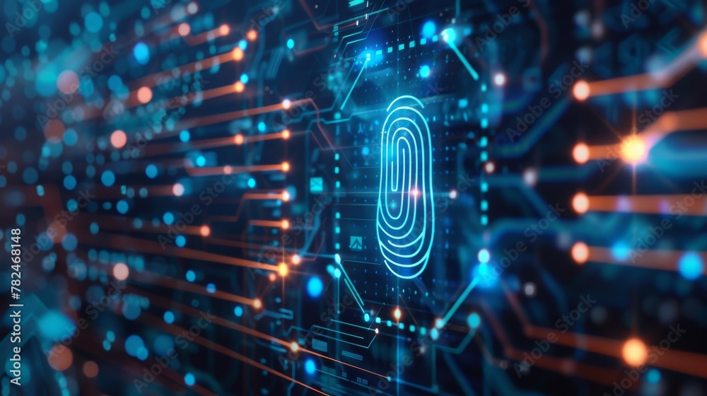 Futuristic digital fingerprint security concept Futuristic digital fingerprint security concept