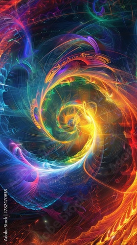 Vibrant digital artwork with colorful swirls creating a dynamic abstract background © Denys