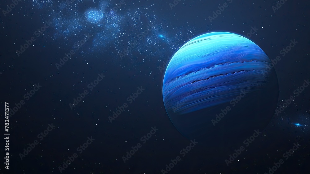 Jupiter: Majestic Blue and White Stripes Against a Stellar Backdrop