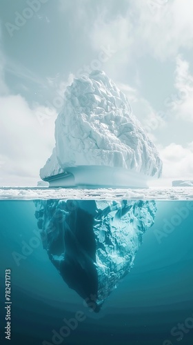 Majestic iceberg reflection on tranquil waters