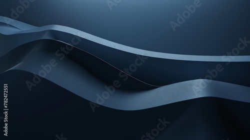 Abstract dark blue silky fabric with dynamic wavy lines. Background and texture concept for elegance and luxury in design.