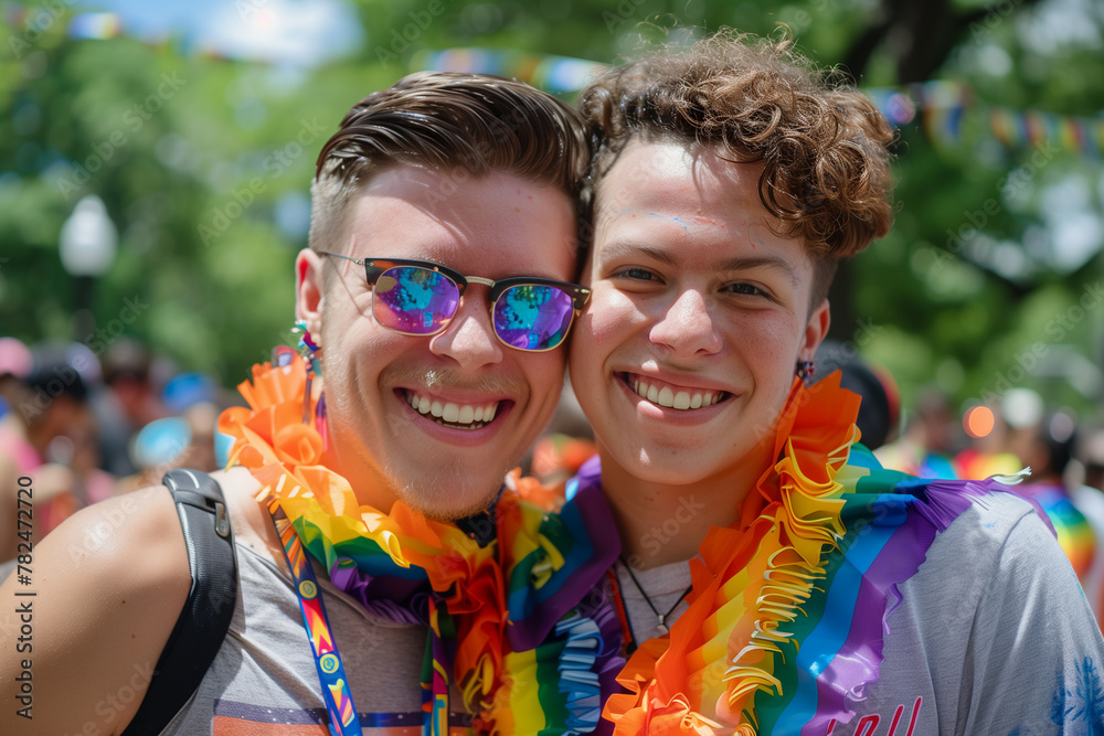 homosexual couple on pride gay parade, lgbt homosexual couple on pride gay parade, lgbt