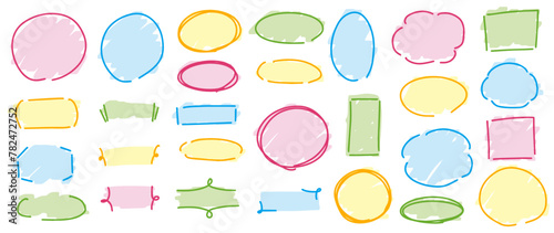 手書き　あしらい　フレーム　マーカー　カラフル　セット