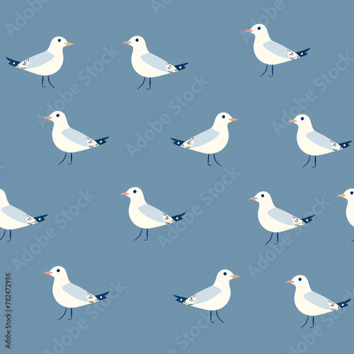 seamless pattern of seagulls against a tranquil aqua background