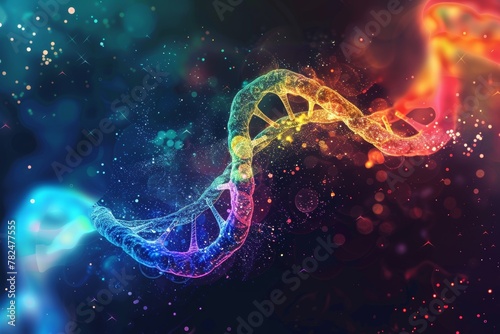 Rainbow DNA: Illuminating the Genetic Spectrum of Sexual Identity - Genetic Kaleidoscope: 3D Illustration of LGBTQ+ Predisposition	
 photo