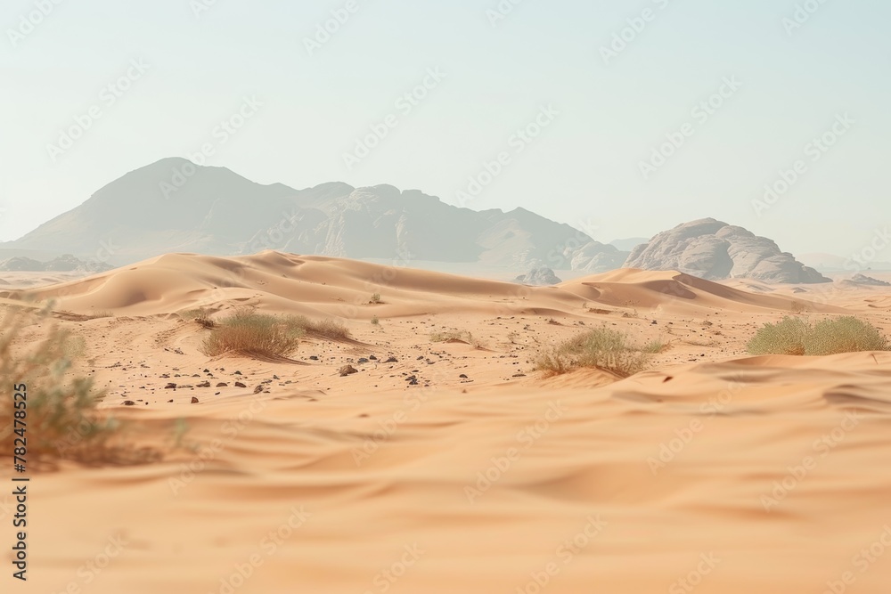 Naklejka premium Desert landscape with sand dunes - arid wilderness