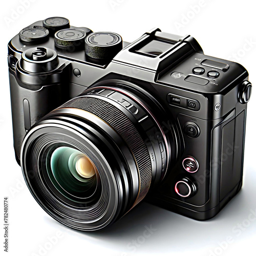 Black camera on a white background