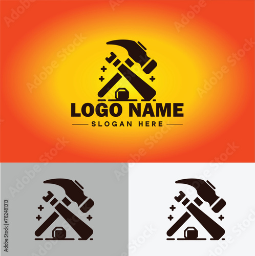 Hammer logo icon house repair tools construction thor icon vector for business app silhouette logo template